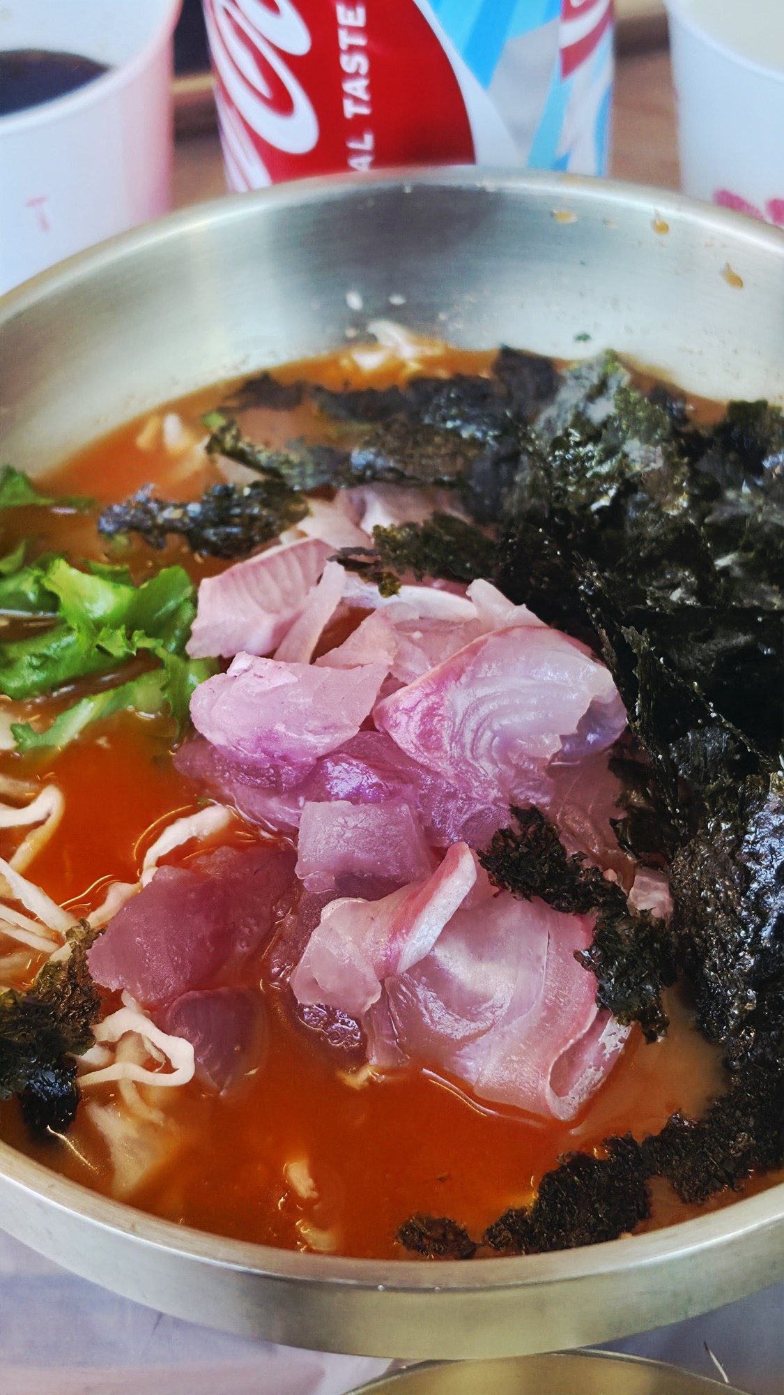 Jinmore Hoejip mini mulhoe plenty of sashimi refreshing summer banchan